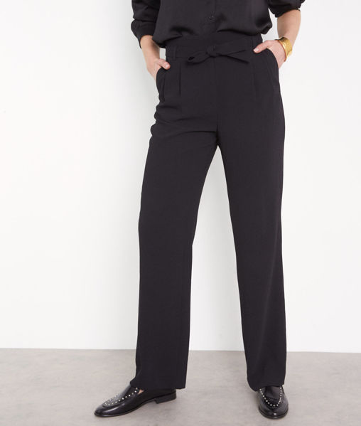 Picture of DEREK BELTED BLACK FLOWING TROUSERS